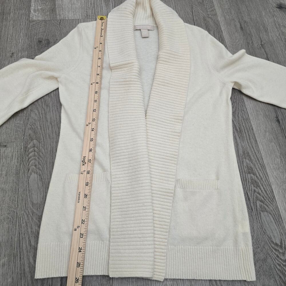 Women's Cream Wool Cashmere Shawl Collar Cardigan Sweater S Luxe Cozy Soft Girl - Picture 5 of 8